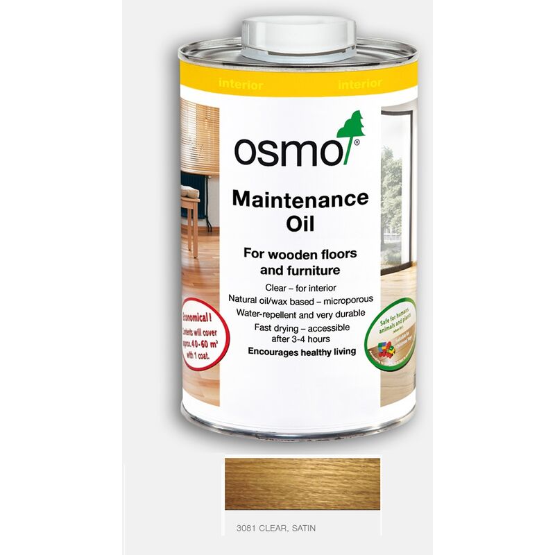 Osmo - Maintenance Oil - Clear- Satin - 1 Litre - Clear