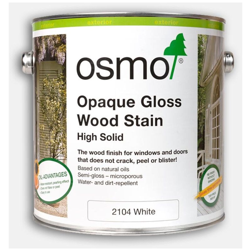 Osmo - Opaque Gloss Wood Stain - White - 2.5 Litre - White