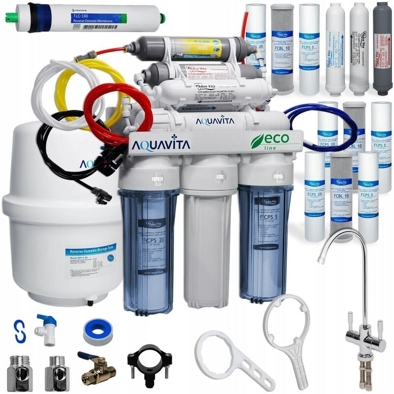 Viva - Osmoseur domestique 8 étapes de filtration RO8 redox grd + 3 jeux de cartouches (12 pièces)