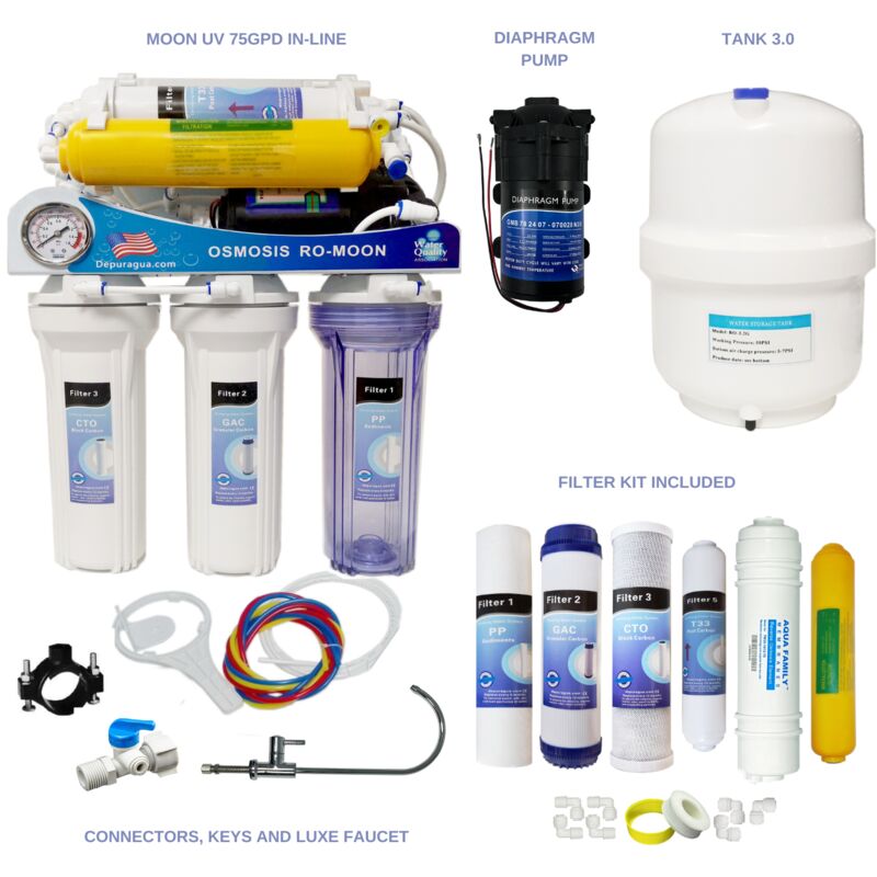 Osmoseur inverse MOON75 line avec pompe 6 étapes manomètre Lux