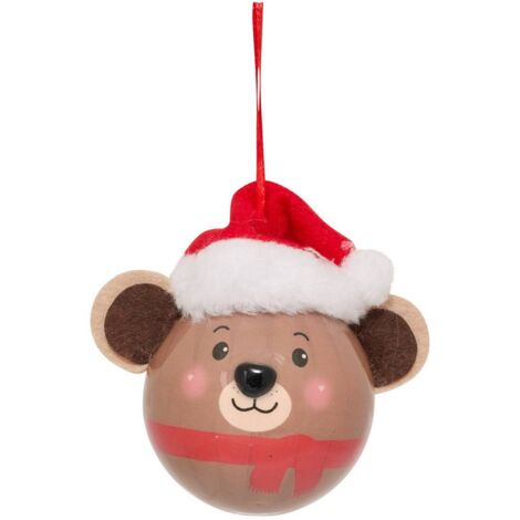 Oso bola con gorro rojo D.6,5cm papel de estraza - Feeric lights & christmas