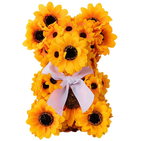 Oso de peluche con forma de girasol – Decoración para el Día de Acción de Gracias y el jardín (Marrón, 20 cm)