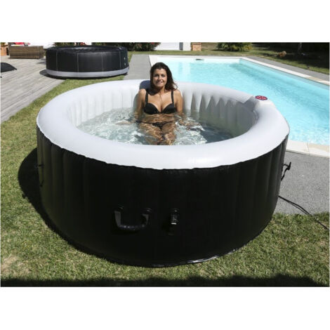 Ospazia â Spa gonflable rond 6 places â DiamĂštre 208 cm â 130 micro-jets â TempĂ©rature jusqu'Ă 40°C â Filtre et bĂąche inclus