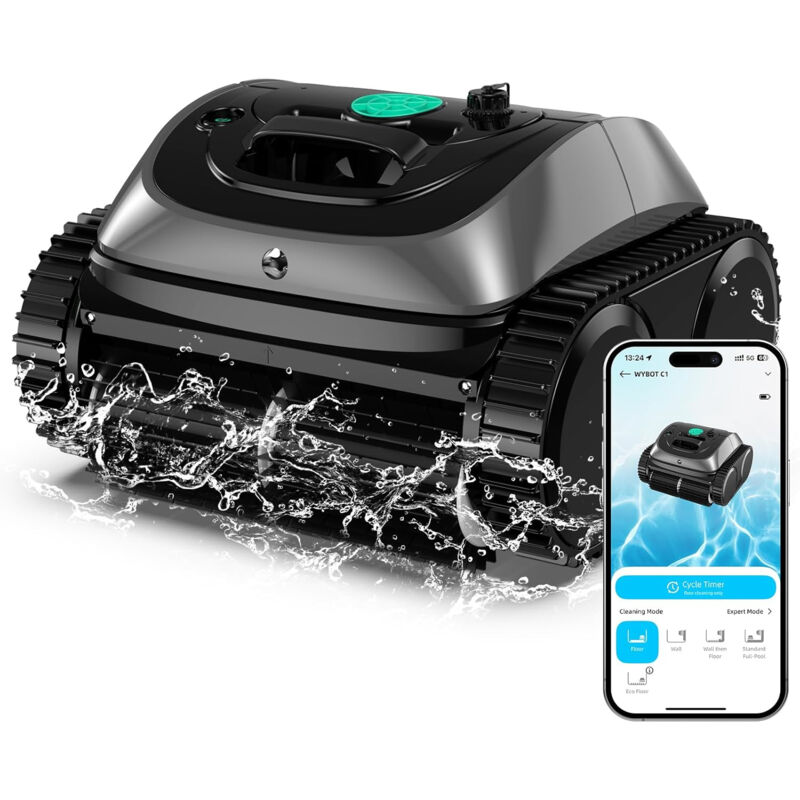 WYBOT  C1-OS800 Robot piscine sans fil performant pour nettoyage automatique complet fond parois et ligne deau