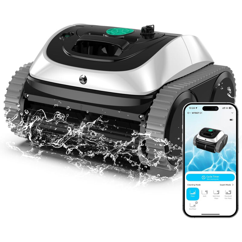 WYBOT OS800 Robot Piscine Sans Fil Intelligent, Nettoyage Fond, Parois et Ligne d'Eau ,Autonomie 150 min, Filtration Fine, Aspirateur Piscine