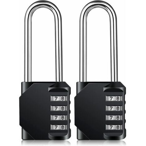 Osqi – Cadenas à combinaison 4 chiffres – Résistant aux intempéries, manille en acier, verrou réinitialisable, longueur 6,3 cm, lot de 2
