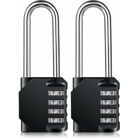 Osqi – Cadenas à combinaison 4 chiffres – Résistant aux intempéries, manille en acier, verrou réinitialisable, longueur 6,3 cm, lot de 2