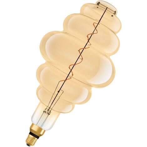 OSRAM Vintage 1906 LED-Lampe mit Gold-Tönung, 4,8W, 360lm, Bienenstock-Form mit 200mm Durchmesser & E27-Sockel, warmweiße Lichtfarbe, dimmbares Filament, bis zu 15.000 Stunden Lebensdauer