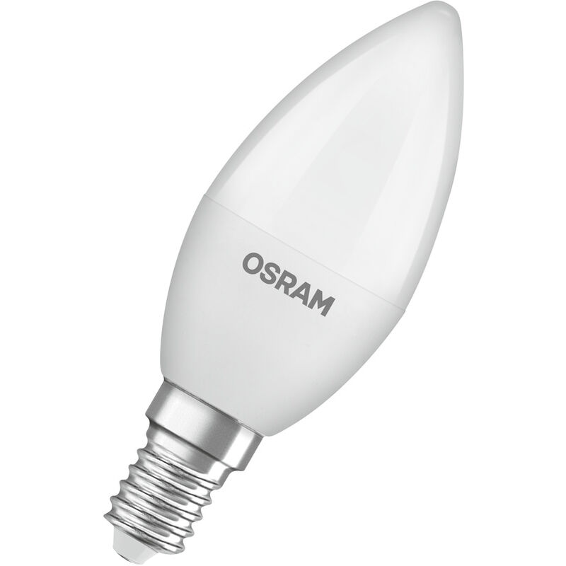Image of LED-Lampen, klassische Minikerzenform, 60 Watts Ersatz, E14, B-shape, 4000 Kelvin, Kalt weiß, Matt, single Pack - Osram