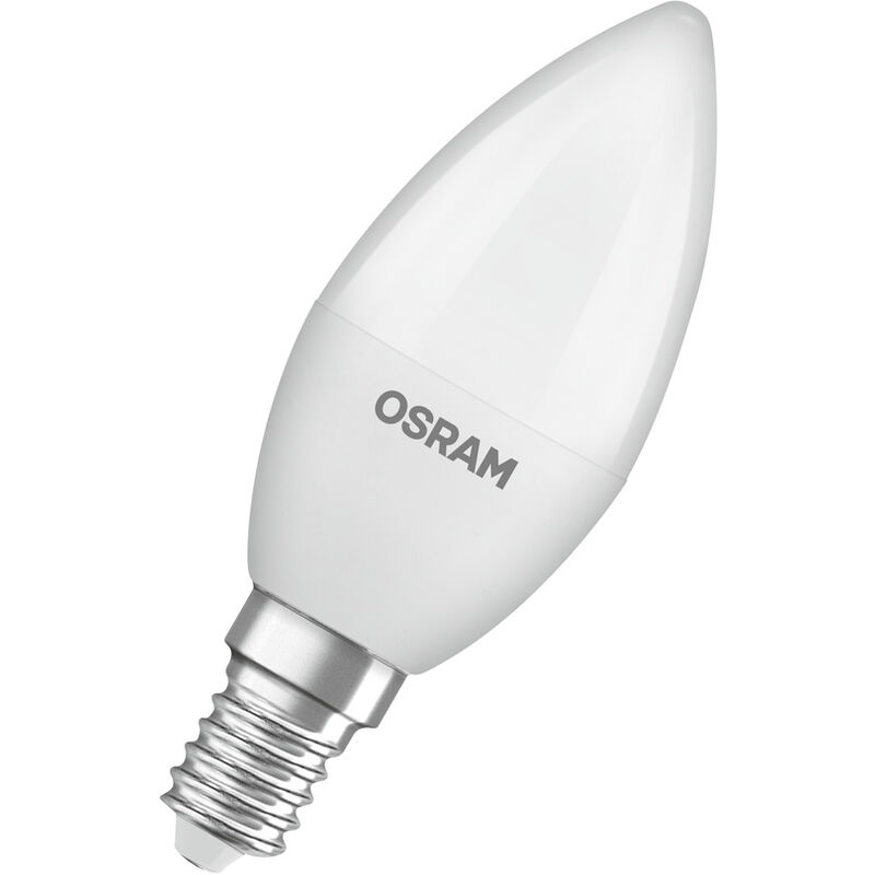 Osram - Ampoule led forme classique de mini-tenues, remplacement de 60 watts, E14, B-Shape, 4000 Kelvin, Cold White, Matt, Pack unique Osram - Ampoule led forme classique de mini-tenues, remplacement de 60 watts, E14, B-Shape, 4000 Kelvin, Cold White, Matt, Pack unique