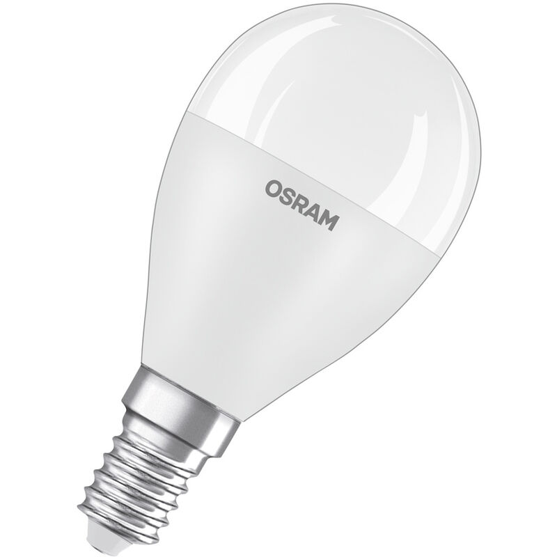 Image of LED-Lampen, klassische Miniballform, 60 Watts Ersatz, E14, P-shape, 4000 Kelvin, Kalt weiß, Matt, single Pack - Osram