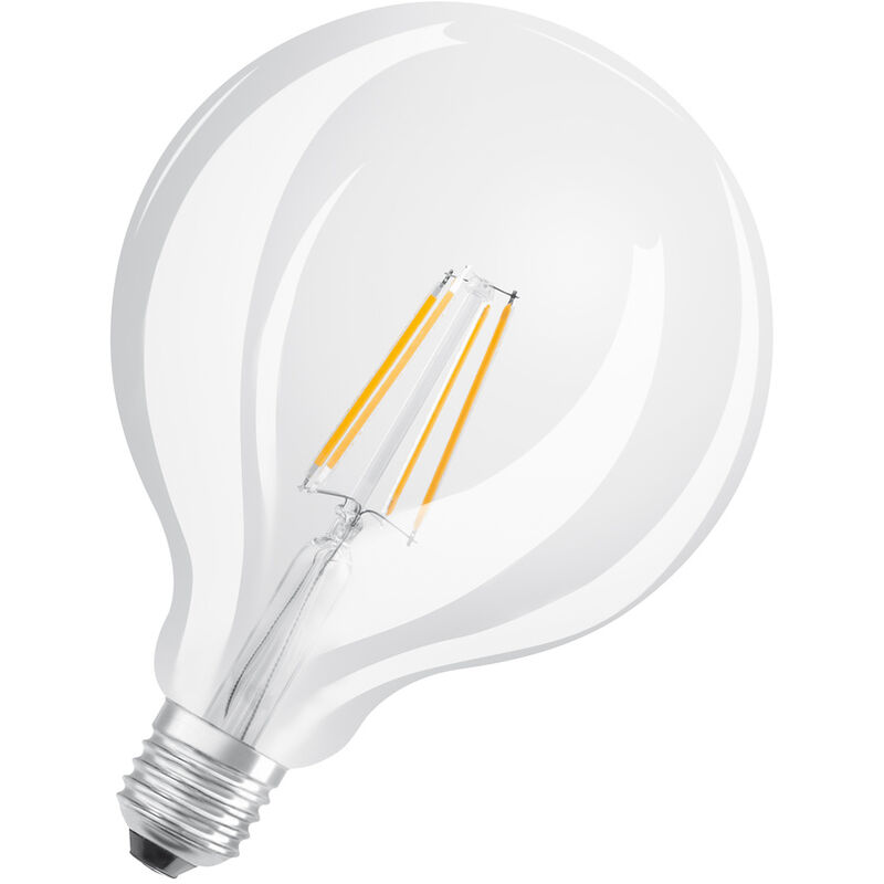 Image of Osram - LED-Lampen, klassische Ballform, 60 Watts Ersatz, E27, G125, 2700 Kelvin, Warm weiß, Klares Glas, single Pack