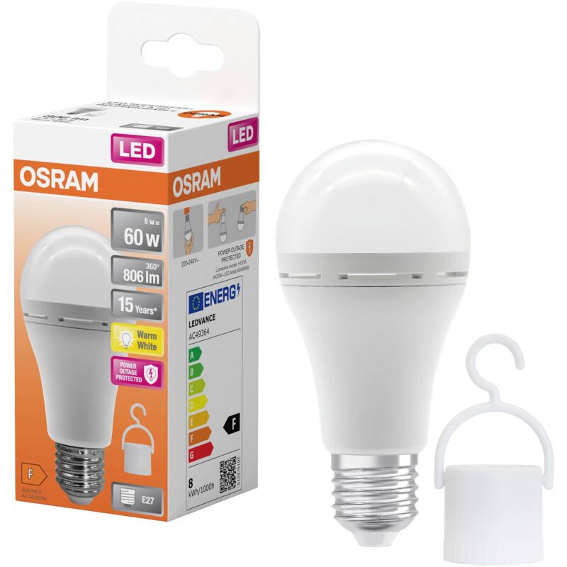 4099854190087 led cee f (a - g) E27 forme de poire 8 w = 60 w blanc chaud (ø x h) 60 mm x 60 mm 1 pc(s) Q519183 - Osram