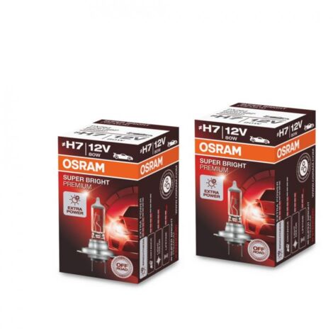 Osram – Ampoule halogène H7 80 W 62261SBP – Culot PX26d – 1950 lm – 12 V – 3200 K – Pour terrains accidentés et applications hors-route