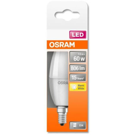 OSRAM Ampoule LED - E14 - Warm White - 2700 K - 7,50 W - remplacement pour 60-W-Incandescent bulb - givré - LED STAR CLASSIC B
