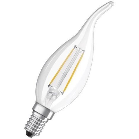 OSRAM Ampoule LED Filament, Forme flamme, Culot E14, 2W Equivalent 23W, 230 V, claire, Blanc Chaud 2700K, Lot de 1 pièce