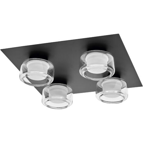 OSRAM Applique et plafonnier LED ORBIS Flame, noir, 22W, 1400lm, 3000/4000K, temp. réglable par interr. mural (blanc froid/chaud), protection IP44 contre les corps étrangers et les projections d’eau