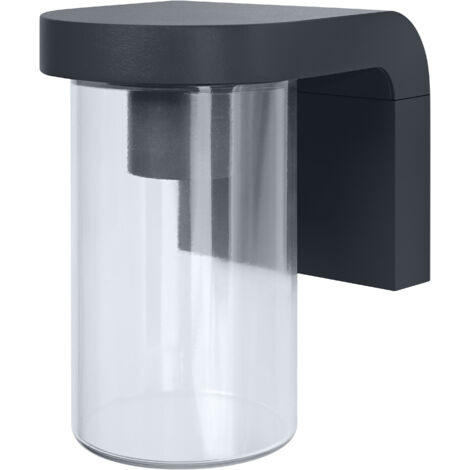 OSRAM Applique extérieure E27 verre clair, design moderne en aluminium gris foncé, protection IP44, antichoc IK03, applique pour terrasse et balcon