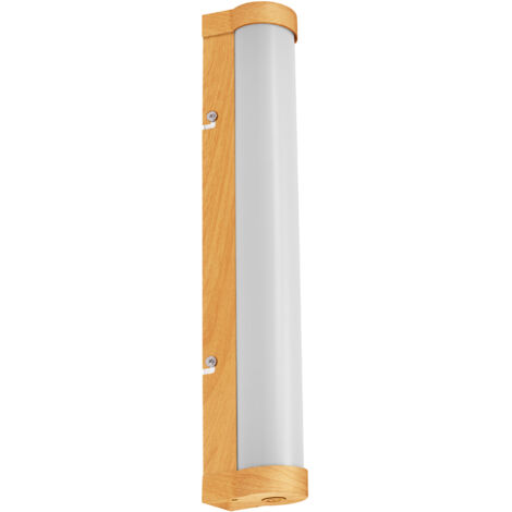 OSRAM Applique/luminaire LED de miroir ORBIS Tube, verre dépoli/décor bois, 9W 900lm 3000/4000K gradable par interrupteur mural, 40 cm de diam., protection IP44 (corps étrangers/projections d’eau)