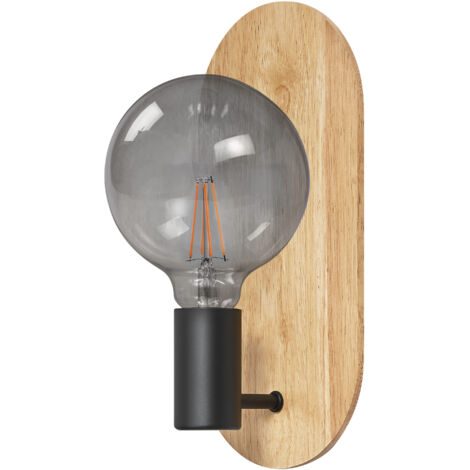 OSRAM Applique murale DECOR Wood Wall, noire, avec culot E27 pour un remplacement facile de la lampe, peut être équipée d'une lampe normale ou intelligente, protection IP20