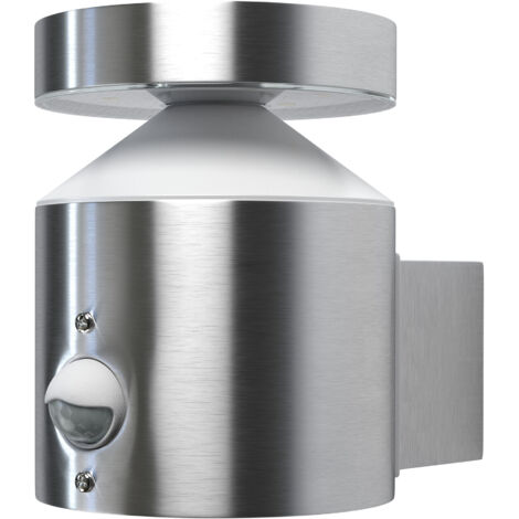 OSRAM Applique murale d'extérieur ENDURA Style Cylinder avec capteur 150 mm, 3 000 K, 660 lm, 6 W, design moderne en acier inoxydable, IP44 pour entrées et façades