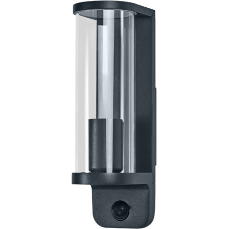 OSRAM Applique murale LED  Endura Classic tubulaire, douille E27, capteur PIR, IP44, aluminium gris foncé, verre