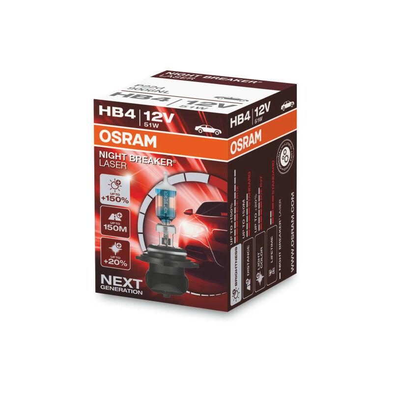 Ampoule Osram HB4 Night Breaker Laser 12V 55W +150% de lumière
