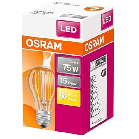 Osram Bombilla LED 7,5 W Vidrio Transparente 2700 K