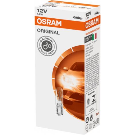 Osram – Lot de 10 ampoules 12V W1.2W T5 – Puissance 1.2W – Culot W2x4.6d – Éclairage efficace pour applications automobiles et domestiques
