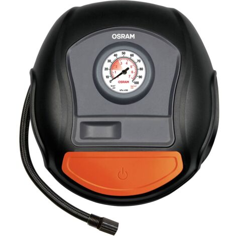 Osram – Compresseur manomètre analogique 12V – Gonflage rapide pneus en 4,5 min – Pression max 5,5 bar – Kit adaptateurs inclus - Y718802