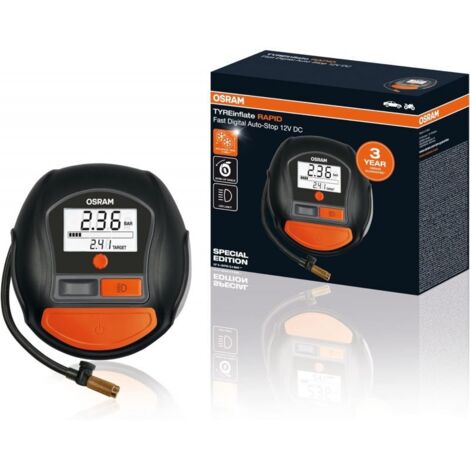 Osram – Compresseur numérique portable pour pneus – Gonflage rapide en 2 min à 2,41 bar – Câble 3,5 m – Affichage numérique – OTI1000