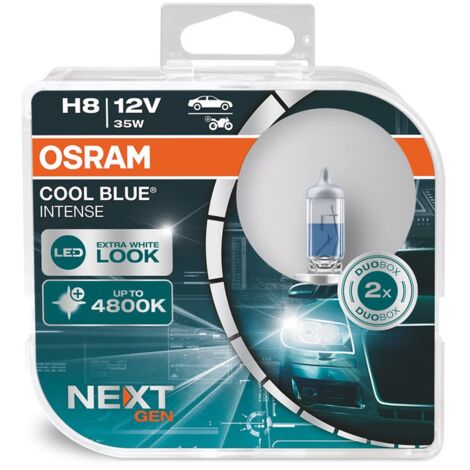 OSRAM COOL BLUE INTENSE H8, fino a 4800 K, lampada alogena, look LED, box duo (2 lampade)