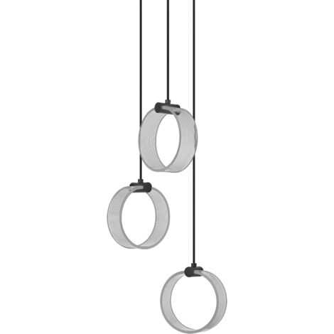 OSRAM Decor Circle Suspension décorative, 3 têtes, PL, 20W, 1300lm, 3000K/4200K/6500K, blanc chaud/froid/lumière du jour, interrupteur Click-CCT, IP20, plastique, noir, LED non interchangeable