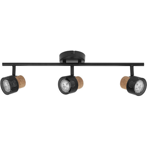 OSRAM DECOR SPOT CORK, 3 x 3,4W, 690lm, noir, spot, têtes réglables, utilisation polyvalente, spot d’intérieur, ampoules LED remplaçables, dimmable, ton blanc chaud, GU10