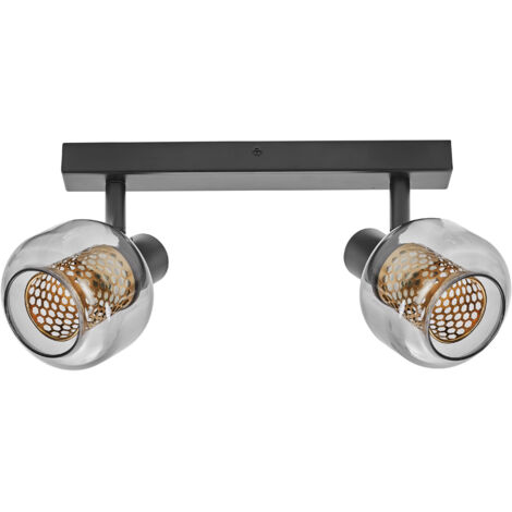 OSRAM DECOR Spot Firefly Applique murale, 2 x 2,8 W, E14, 500 lm, 2700 K, blanc chaud, gradable, IP20, métal/verre, noir, LED incluses et interchangeables