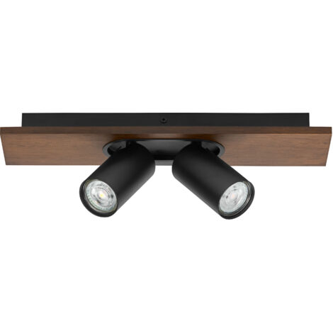 OSRAM DECOR SPOT MERCURY, 2 x 3,4W, 460lm, aspect bois, noir, spot, têtes réglables, utilisation polyvalente, spot d’intérieur, ampoules LED remplaçables, ton blanc chaud, GU10