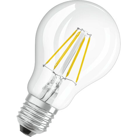 OSRAM Filament LED Lampe mit E27 Sockel, klassiche Birnenform, Kaltweiss (4000K), 4W, Ersatz für 40W-Glühbirne, klar, LED Filament CLASSIC A