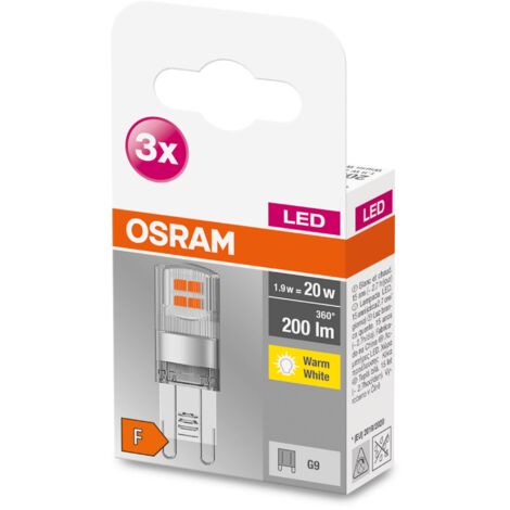 OSRAM G9 Base Pin 12 V/Lampadina LED: G4, 0.90 W, 10 W Equivalenti a, Bianca Calda, 2700 K, 3-Confezione, Chiaro, unità