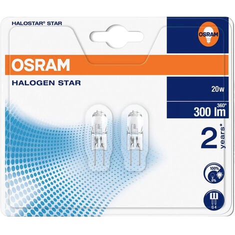 OSRAM Halogen EEK: G (A - G) G4 33 mm 12 V 20 W Warmweiß Stiftsockel dimmbar 2 St.