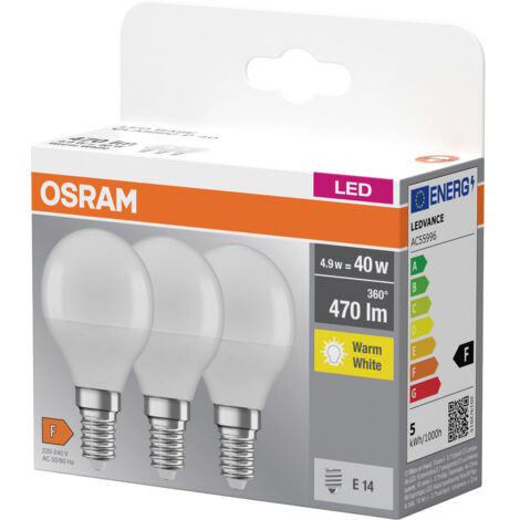 OSRAM HOMELIGHTING 4058075090507 LED EEK F (A - G) E14 Glühlampenform 4.9 W = 40 W Warmweiß (Ø x L)