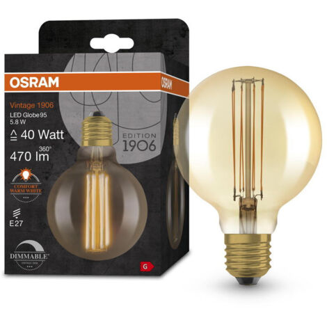 OSRAM HOMELIGHTING 4058075761759 LED EEK G (A - G) E27 Globeform 5.8 W = 40 W Warmweiß (Ø x H) 95 mm