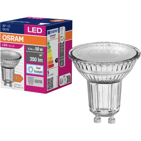 OSRAM HOMELIGHTING 4058075817715 LED CEE F (A - G) GU10 réflecteur 4.3 W = 50 W blanc froid (Ø x H) 50 mm x 50 mm 1 pc(s) Q519173