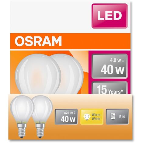 OSRAM Lampada LED Classic P40 Star Classic P40 per presa E14, forma a goccia, gl fr, 470 lumen, bianco caldo, 2700k, sostituzione per lampadine da 40w convenzionali, non dimmerabile, pacchetto 6