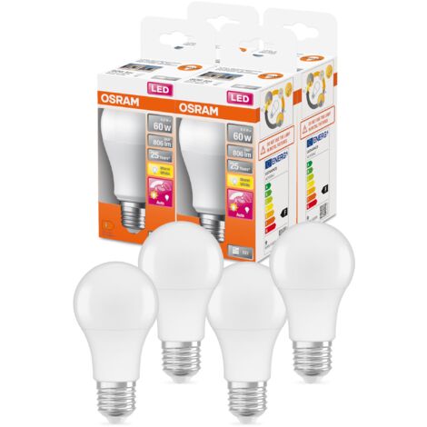 OSRAM Lampada LED SUPERSTAR+ CLASSIC A 60 FR, attacco E27, goccia, 8.8W, 806lm, 2700K, luce bianca calda, basso consumo energetico, lunga durata, sensore di movimento, spegnimento automatico