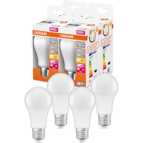 OSRAM Lampada LED SUPERSTAR+ CLASSIC A 75 FR, attacco E27, goccia, 10W, 1055lm, 2700K, luce bianca calda, basso consumo energetico, lunga durata, sensore di movimento, spegnimento automatico