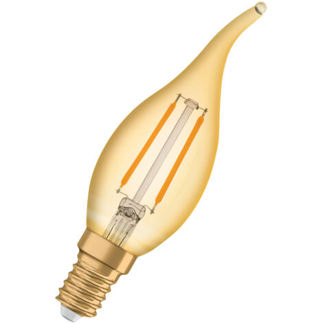 OSRAM Lampada LED Vintage 1906 Classic BA FIL, E14, colpo di vento, oro, 2.5W, 220lm, 2400K, luce bianca molto calda, filamento magnetico, basso consumo energetico, lunga durata