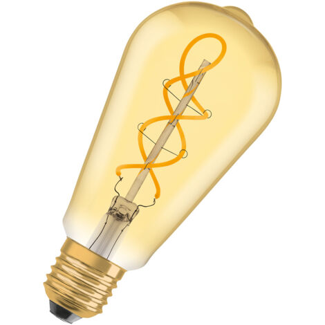Osram Lampada LED Vintage 1906 Classic Edison FIL, E27, globo, oro, 4W, 300lm, 2000K, luce bianca molto calda, filamento magnetico, basso consumo energetico, lunga durata