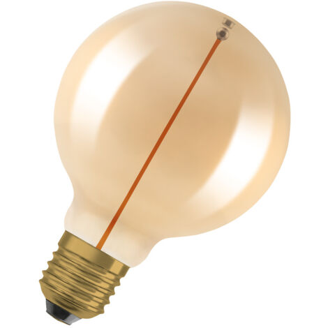 OSRAM Lampada LED Vintage 1906 Classic Globe95 FIL, E27, globo, oro, 2.2W, 120lm, 2700K, luce bianca calda, filamento magnetico, basso consumo energetico, lunga durata
