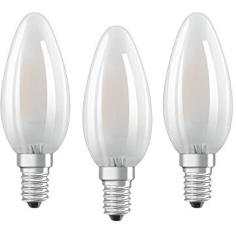 Osram Lampadine LED Candela, 4W Equivalenti 40W, Attacco E14, Luce Calda 2700K, Confezione da 3