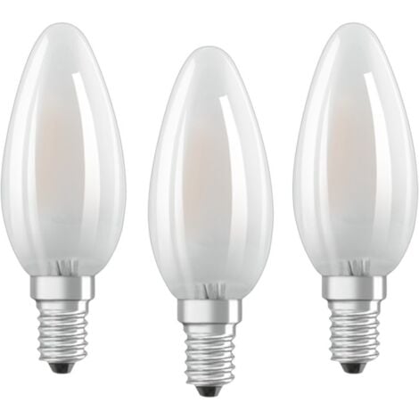 OSRAM Lampadine LED Candela, 4W Equivalenti 40W, Attacco E14, Luce Calda 2700K, Confezione da 3